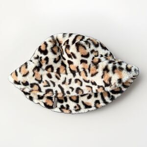 Sprigs Women Faux Fur Bucket Hat Leopard Print Cheetah Fuzzy Winter Warm Cap OS